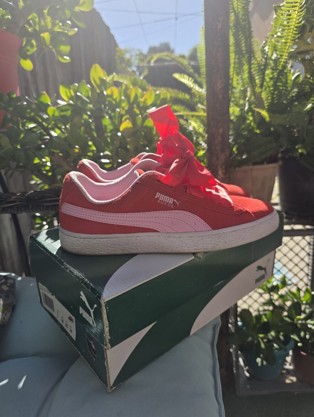 Puma Suede Red with Pink Stripe Women's Sneakers
